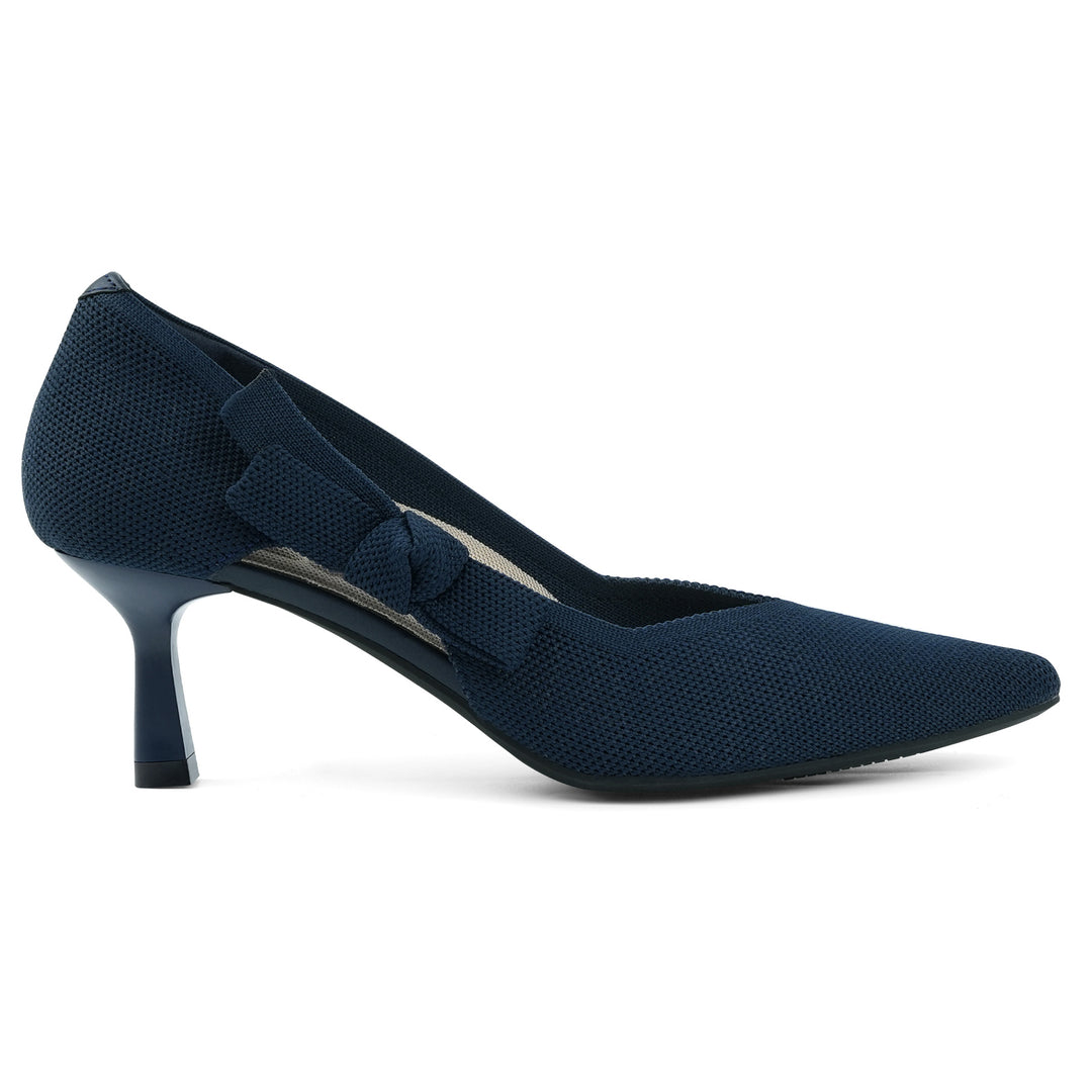 Navy blue high-heeled shoe on a white background#color_navy