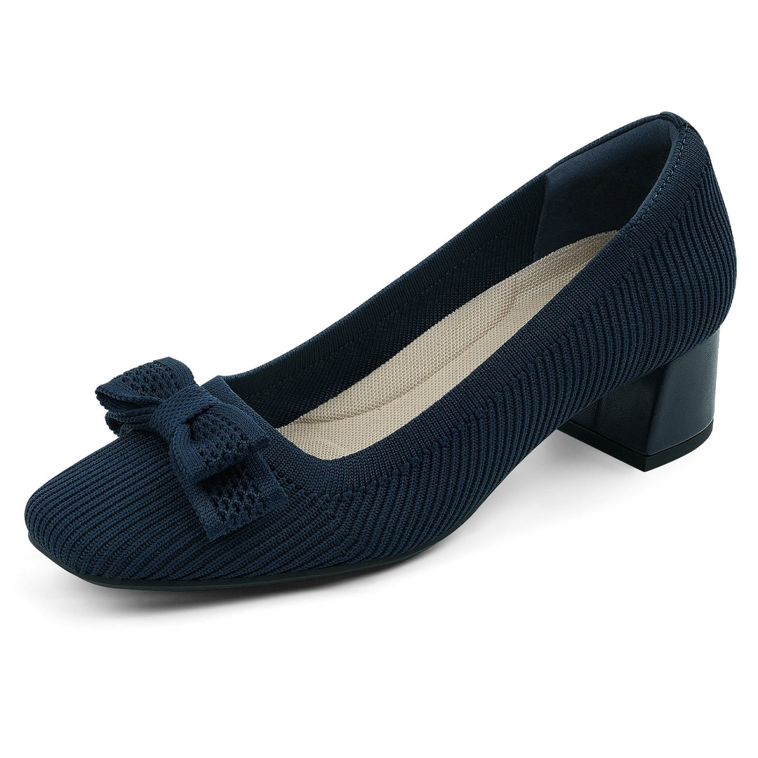Navy blue shoe with a bow on a white background#color_navy