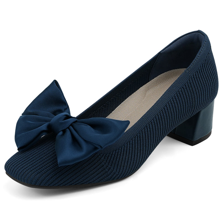 Navy blue shoe with a bow on a white background#color_navy