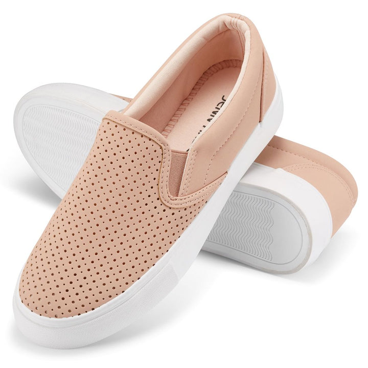 Pink slip-on shoes with white soles on a white background#color_pink