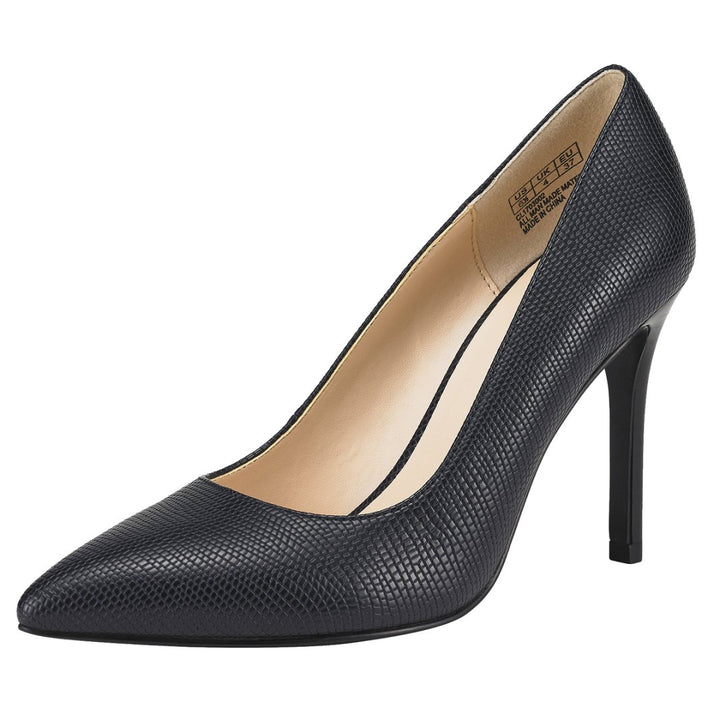 Black high-heeled shoe on a white background#color_navy