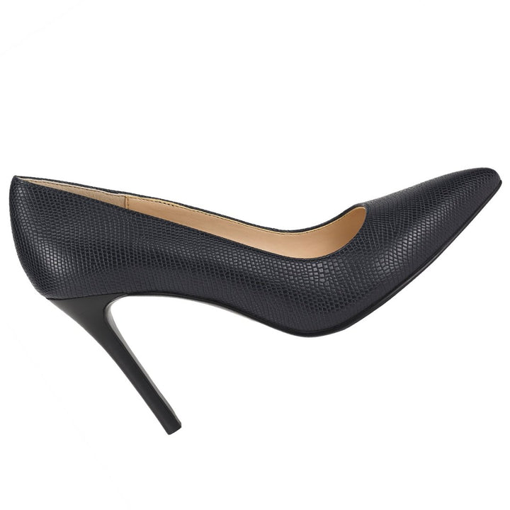 Black high-heeled shoe on a white background#color_navy