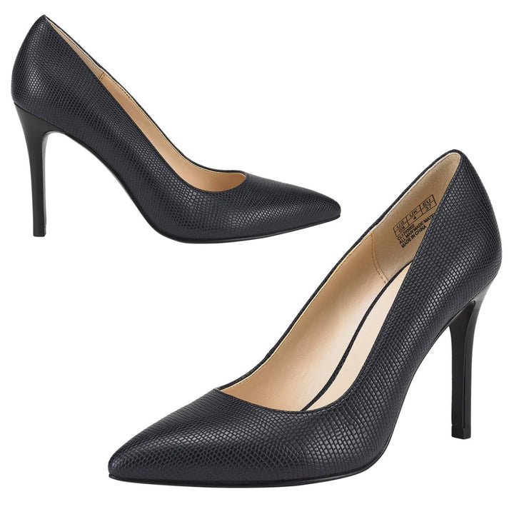 Black high-heeled shoes on a white background#color_navy