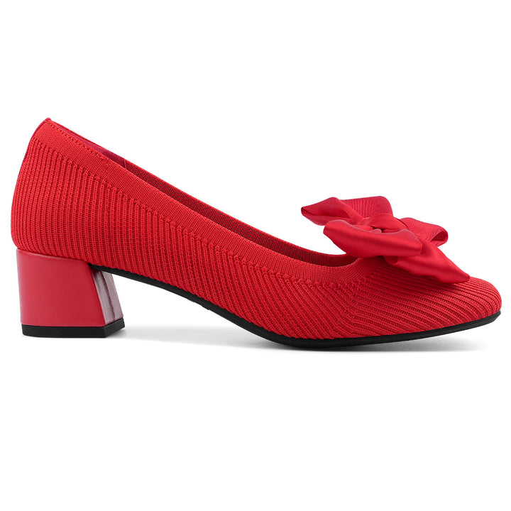 Red shoe with a bow on a white background#color_red