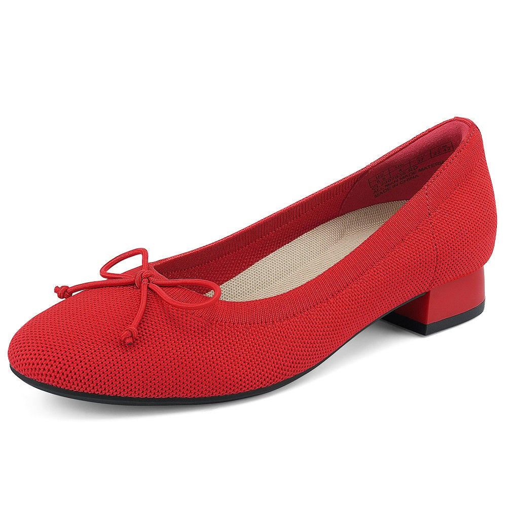 Red shoe with a small bow on a white background#color_red