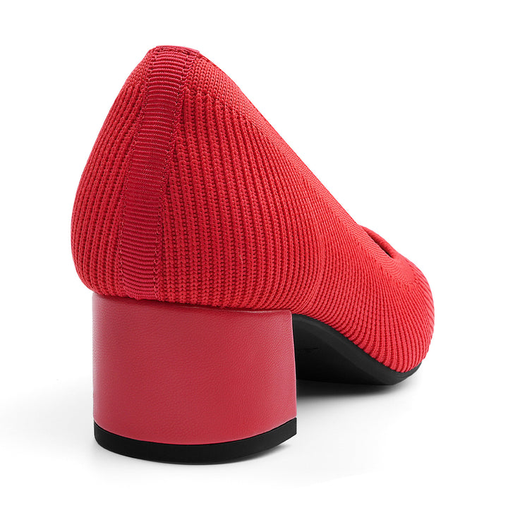 Red shoe with a thick sole on a white background#color_red