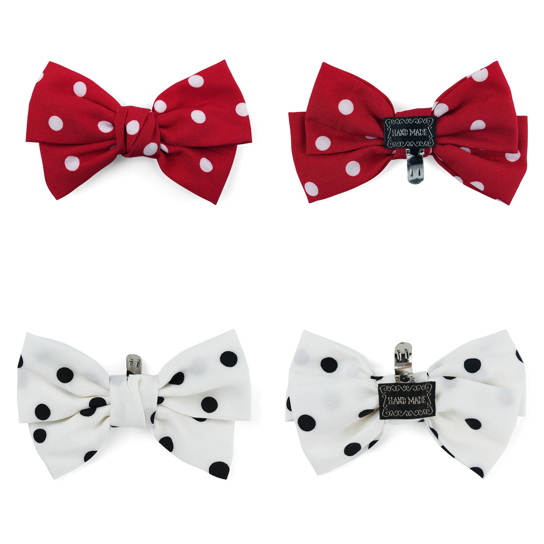 4pcs Polka Dot Bow Shoe Clips - Fabric Cute Buckle Decor for Heels, Bags, Clothing & Hair Accessories | Women & Teen Girls