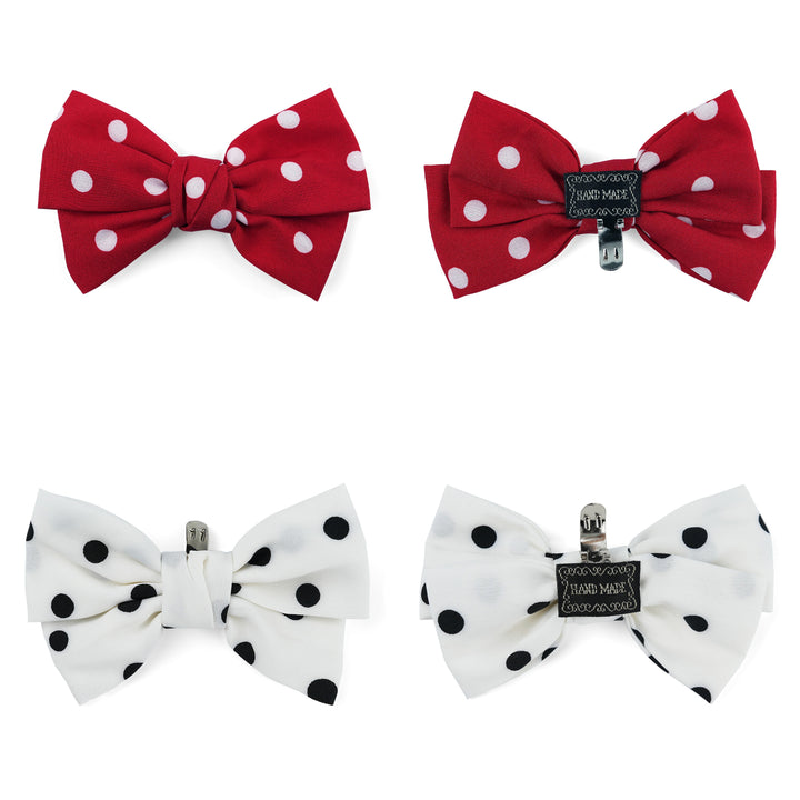 4pcs Polka Dot Bow Shoe Clips - Fabric Cute Buckle Decor for Heels, Bags, Clothing & Hair Accessories | Women & Teen Girls