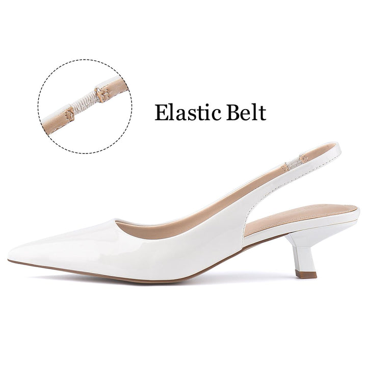 Side view of 1.9″ low kitten heel with slingback strap#color_cream-white
