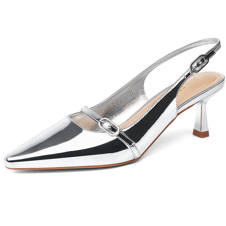 Silver high-heeled sandals on a white background#color_silver