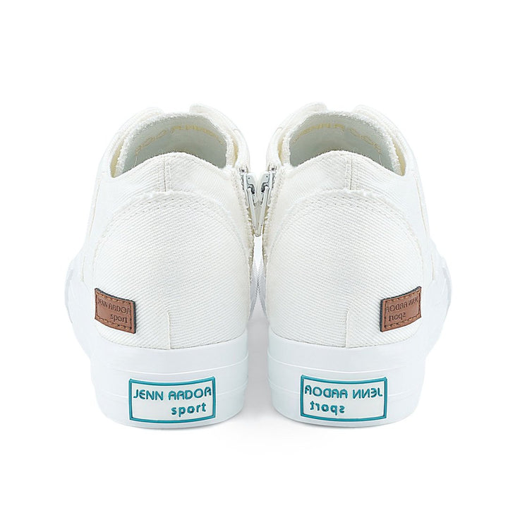 White sneakers with 'Jenn Aador Sport' branding on a white background#color_white1