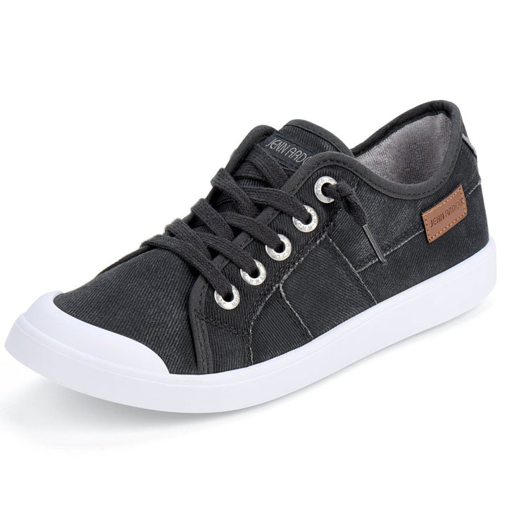 Black sneaker with white sole on a white background#color_dark-grey