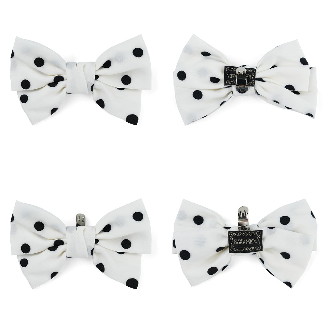 4pcs Polka Dot Bow Shoe Clips - Fabric Cute Buckle Decor for Heels, Bags, Clothing & Hair Accessories | Women & Teen Girls