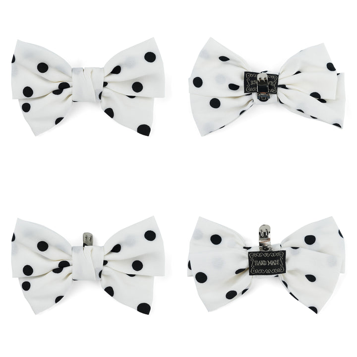 4pcs Polka Dot Bow Shoe Clips - Fabric Cute Buckle Decor for Heels, Bags, Clothing & Hair Accessories | Women & Teen Girls