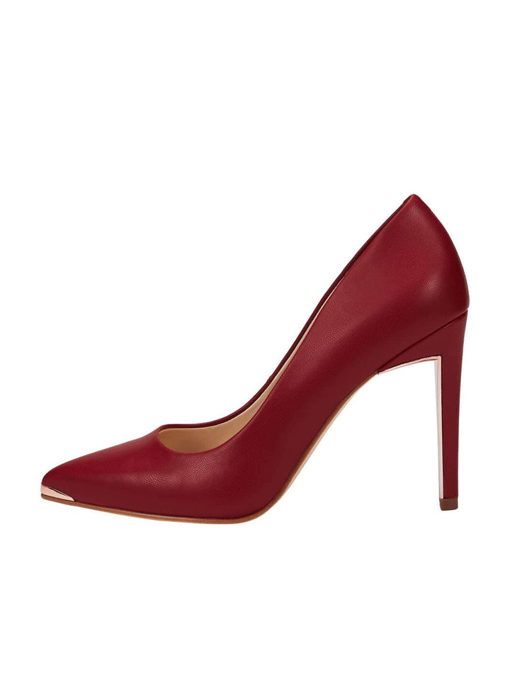 JENN ARDOR Women Fashion Pointed Toe Stiletto Heel Pumps#color_red