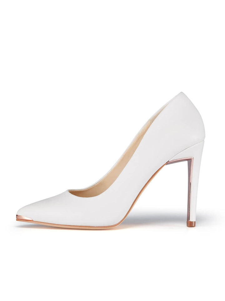 JENN ARDOR Women Fashion Pointed Toe Stiletto Heel Pumps#color_white