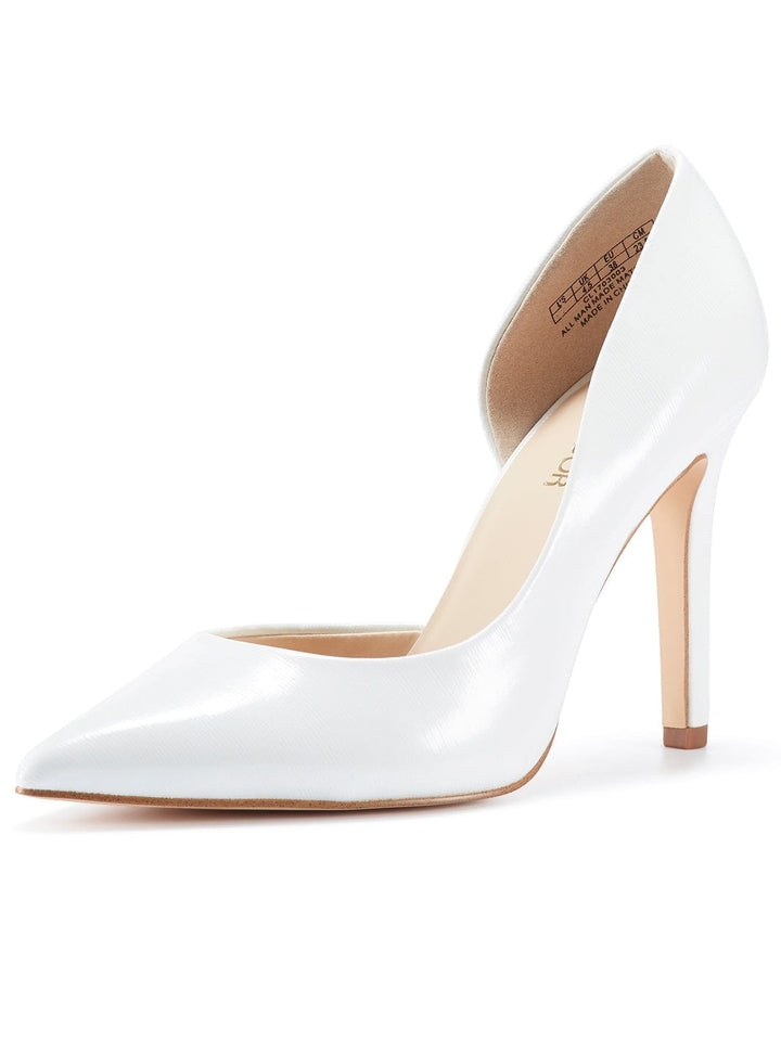 JENN ARDOR Women Dress Pointed Toe Stiletto Heel Pumps#color_p-white